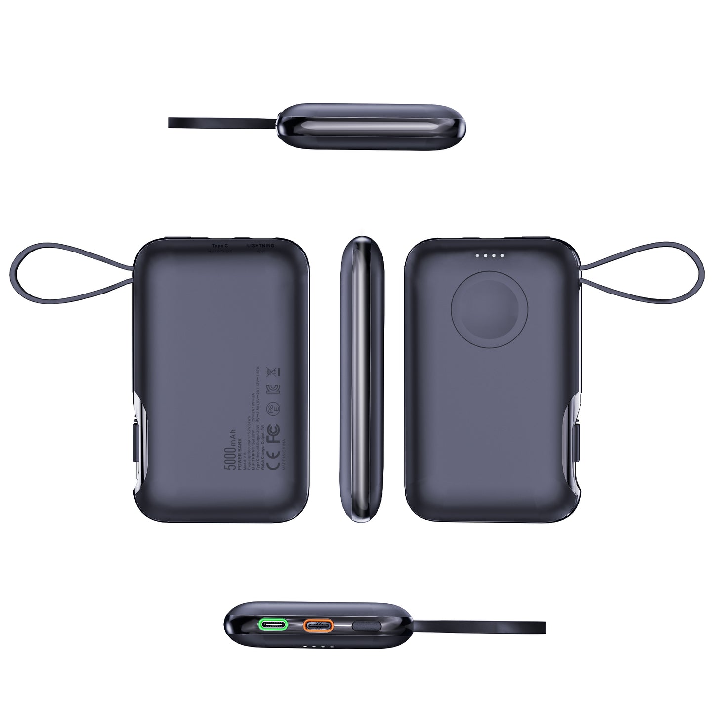 Meenova 2-in-1 Portable Watch Charger For Apple Watch, Samsung Galaxy Watch Power Bank 5000mAh, Mobile Phone External Battery Mini Auxiliary Battery Powerbank