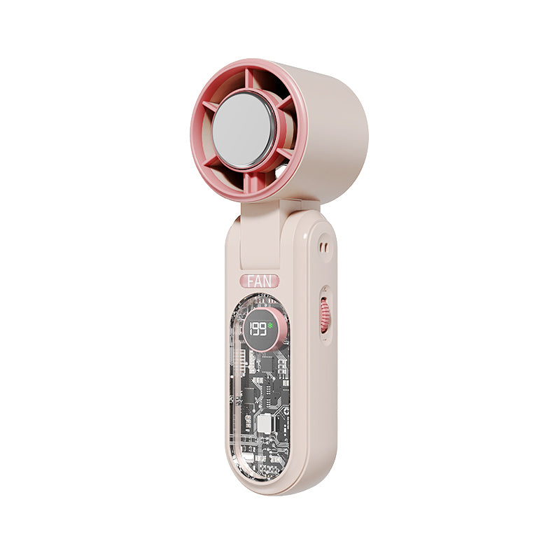 F17 Portable Ice-Cooling Handheld Fan, 3000mAh Rechargeable Mini Turbo Fan with Cooling Plate, 199 Speeds & Digital Display