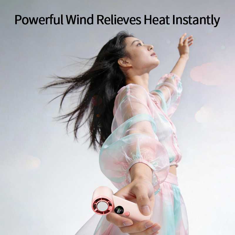 DF89 199-Speed Ice Cooling Handheld Fan, Portable Rechargeable Mini Fan with Cooling Plate, LED Battery Display and Strong Airflow