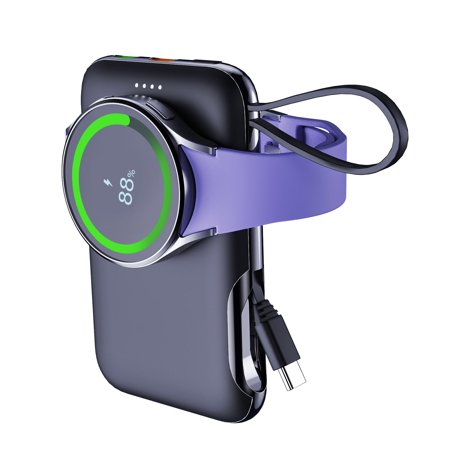 Meenova 2-in-1 Portable Watch Charger For Apple Watch, Samsung Galaxy Watch Power Bank 5000mAh, Mobile Phone External Battery Mini Auxiliary Battery Powerbank