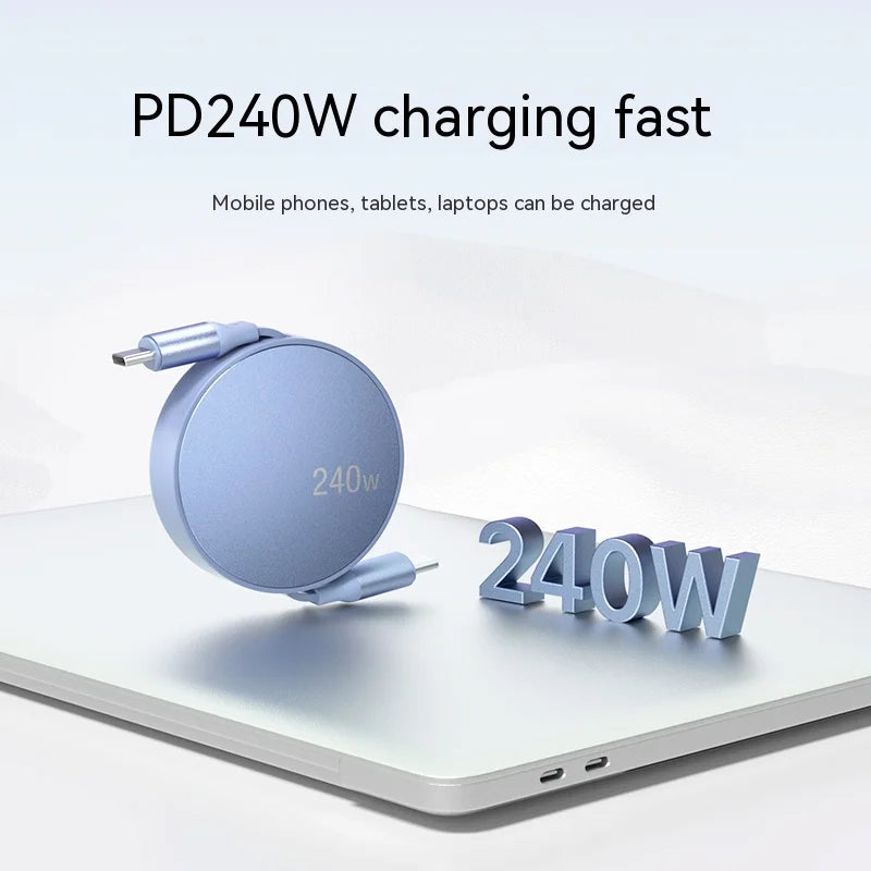 Meenova Retractable USB C to Type C PD Fast Charging Charger Wire Cord For Macbook Samsung Xiaomi iPhone 15 USB-C USBC Cable
