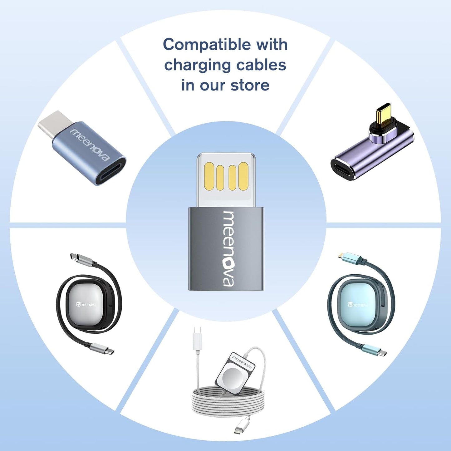 USB-C to USB A Reversible Adapter, Type C Female to USB-a Male Charger Cable Converter, for iPhone iPad Pro Air,Samsung,Power Bank(2 Pack &2 Lanyards)