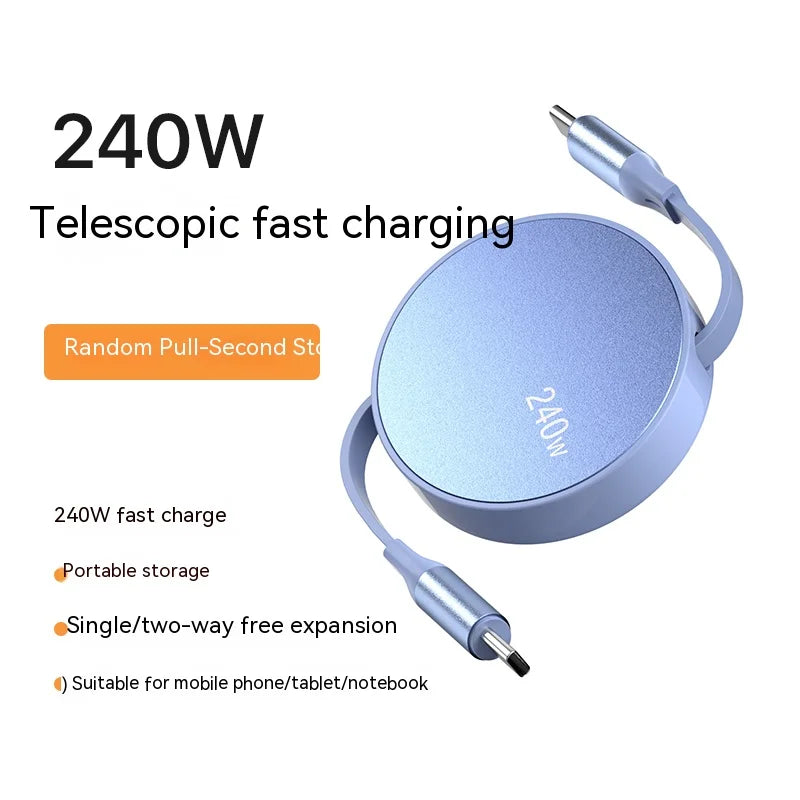 Meenova Retractable USB C to Type C PD Fast Charging Charger Wire Cord For Macbook Samsung Xiaomi iPhone 15 USB-C USBC Cable
