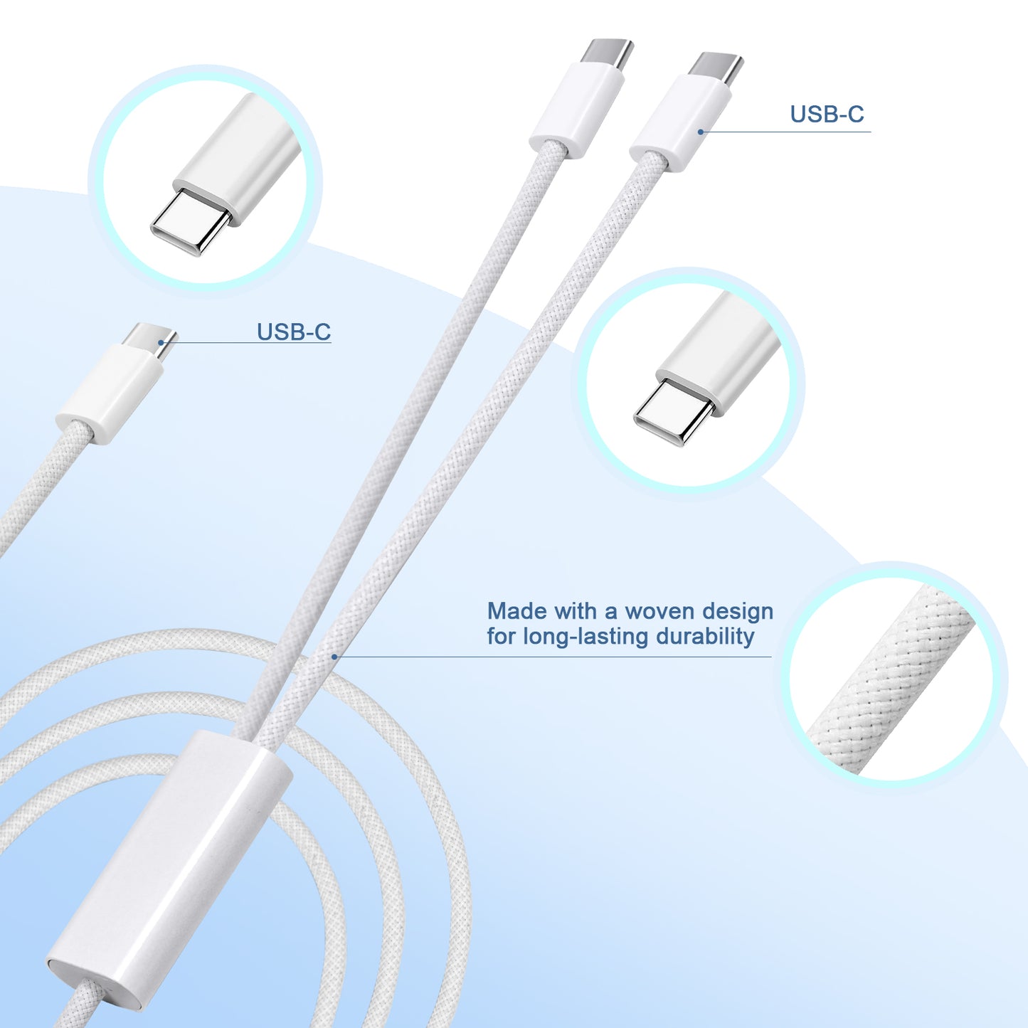 Lightning & USB C 2-in-1 Charging Cable,100W Fast Charging for iPhone 16/15/14/13/12/11/ Series, MacBook, iPad, and More 4 .3ft /1.3m (USB-C & Lightning)