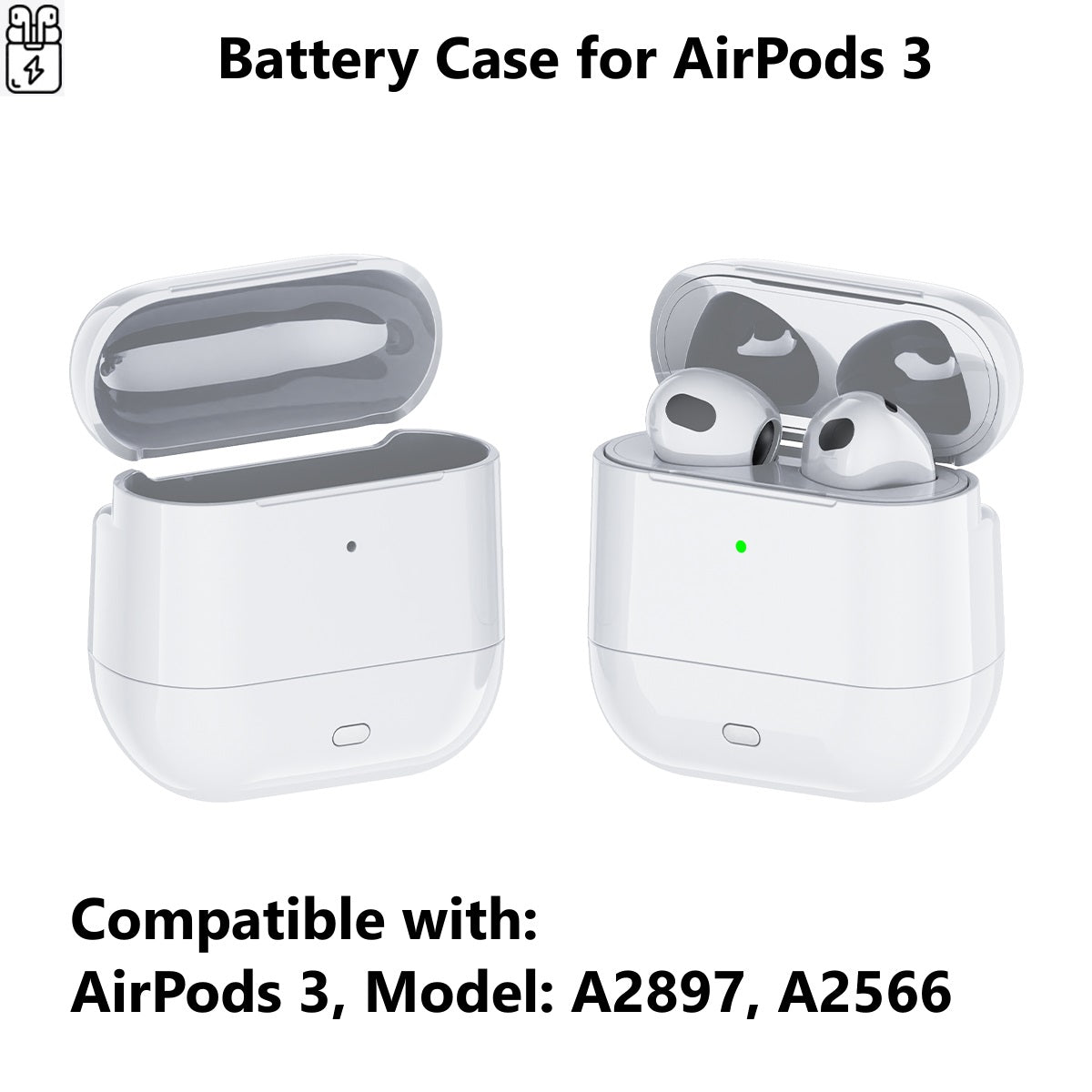 Battery Case For AirPods 3rd Generation, 700 mAh Charging Case, Power Bank Case, A2566 AirPods Charger USB C, Lightning Rechargeable Protective Extended Case, A2897 Portable Cover For AirPods 3