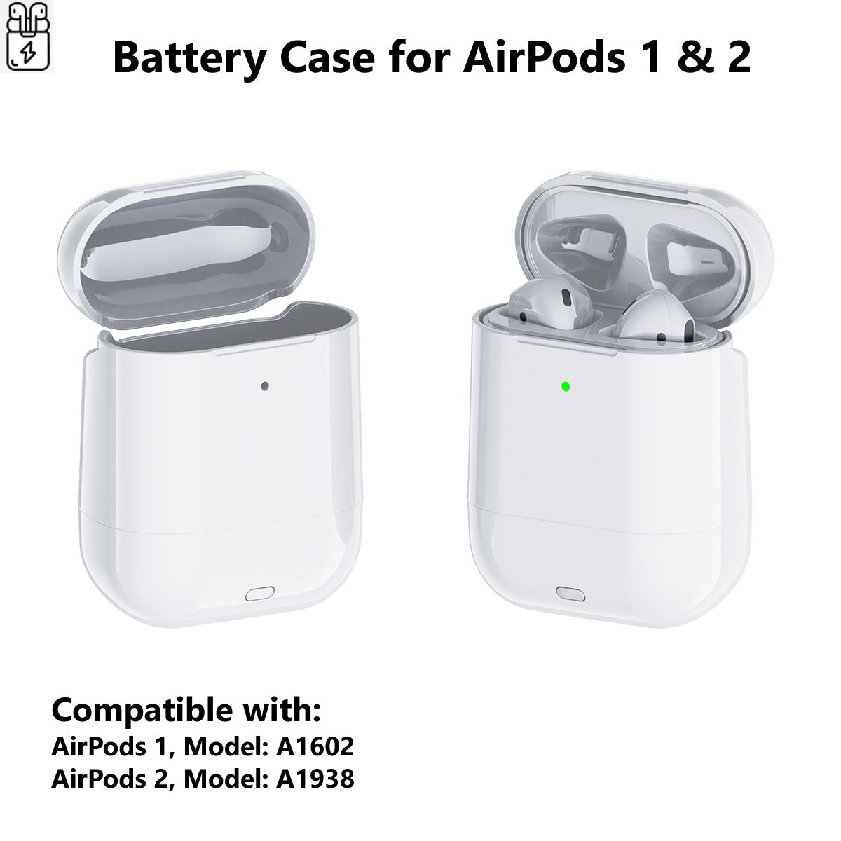 Battery Case For AirPods 1st 2 Generation, 700 mAh Charging Case, Power Bank Case, AirPods Charger USB C, Lightning Rechargeable Protective Extended Battery Charger Case, Portable Cover For AirPods
