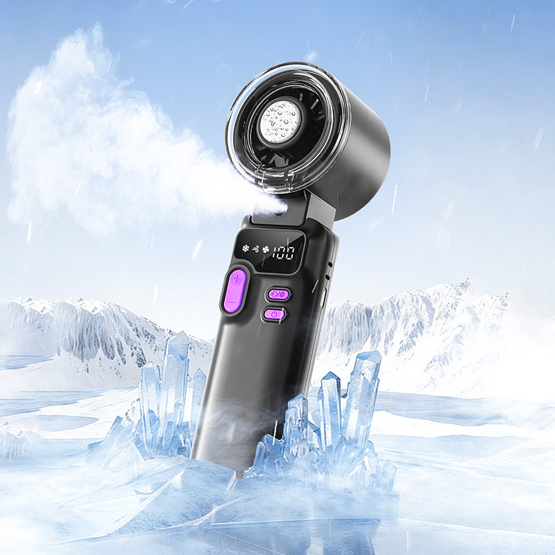 Portable Misting Handheld Fan, Foldable 5-Speed Cooling Fan with 3600mAh Battery and Type-C Charging
