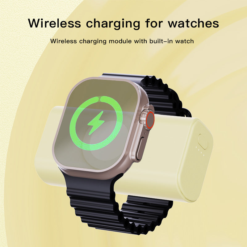 Mini Power Bank With Lightning & USB-C for iPhone Apple Watch, Compact Magnetic Wireless Charger