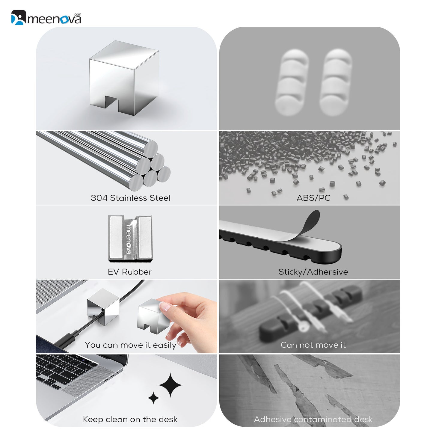 304 Stainless Steel Cable Holder, Aesthetic Cute Desk Accessories, Office Computer Desk Organizers