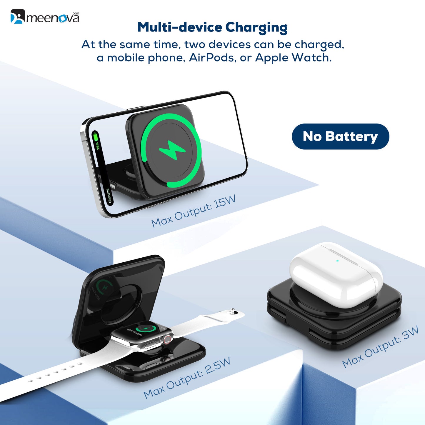Foldable 2 in 1 Wireless Charging Station for Apple Watch Magnetic MagSafe Charger