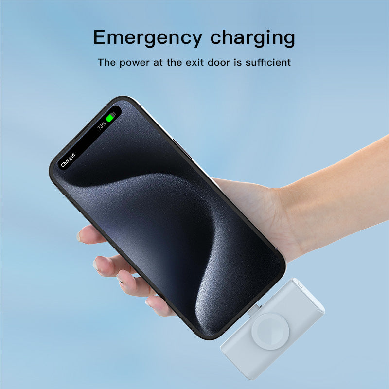 Mini Power Bank With Lightning & USB-C for iPhone Apple Watch, Compact Magnetic Wireless Charger