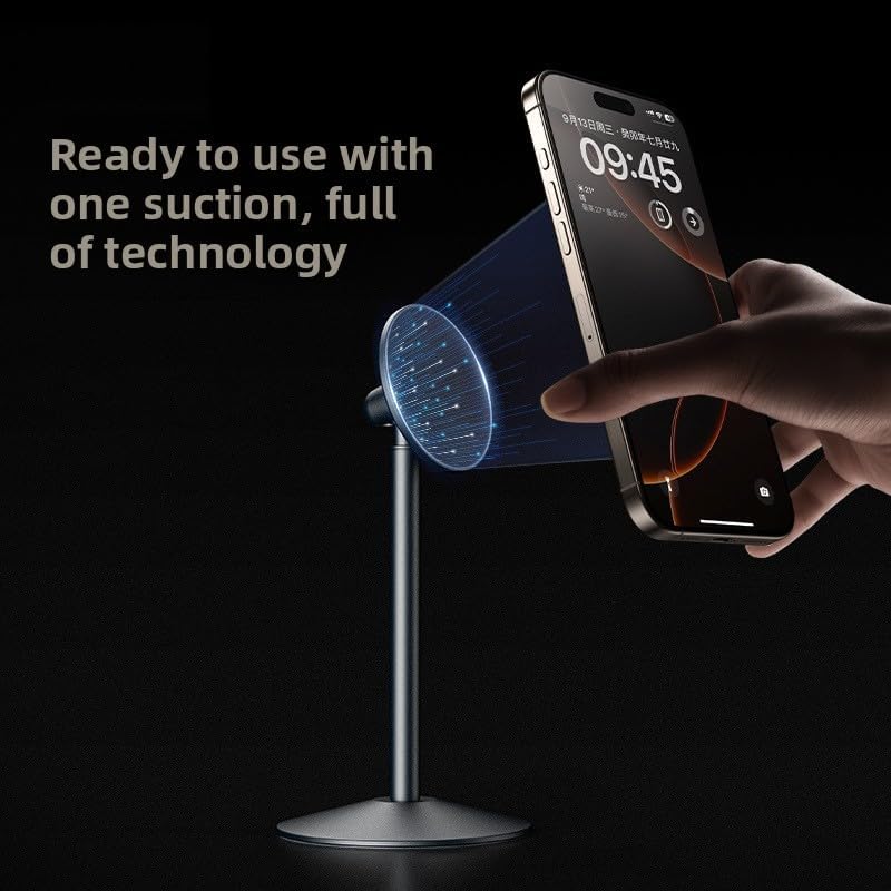 Aluminum Alloy Magnetic Phone Stand, Compatible with Magsafe, 360° Rotation, for Desktop Live Streaming and Video Watching