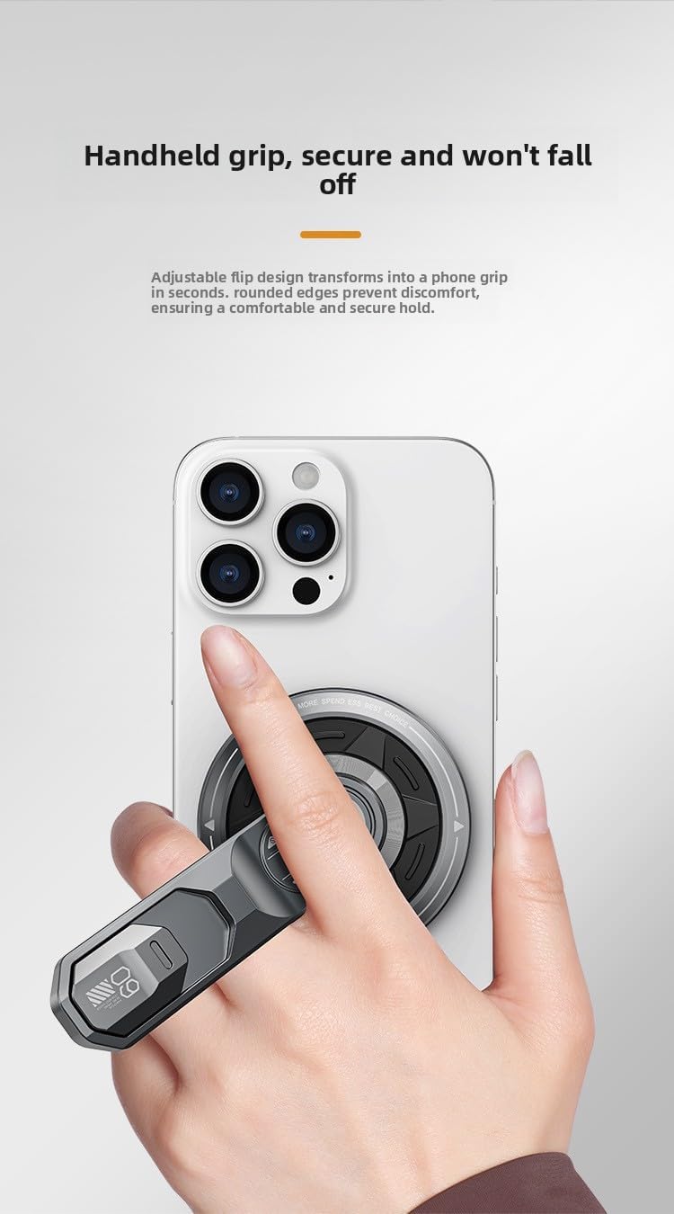 Magnetic Fidget Phone Stand for Magsafe, Aluminum Alloy 360° Rotatable Portable Desktop Holder for Mobile Phones and Tablets Moon Silver.