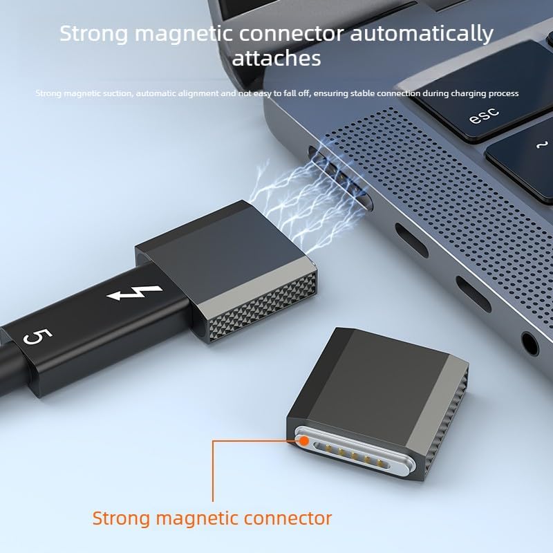 140W USB-C to Magnetic 3 Adapter, PD3.1 Fast Charging Straight Gray Zinc Alloy Converter Type-C to Mags 3 for Pro 16"/14" (2025-2021) Air 15"/13" (2025-2022), M1/M2/M3//M4/M5 Series