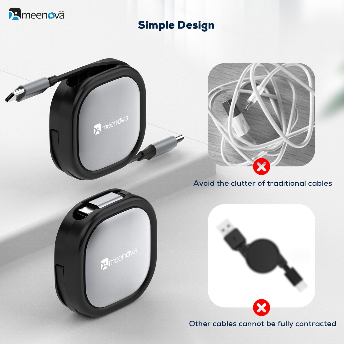 iPhone 15 Cable Retractable USB C Cable, 60W USB C to USB-C PD Fast Charging Cord 4-Stage Length