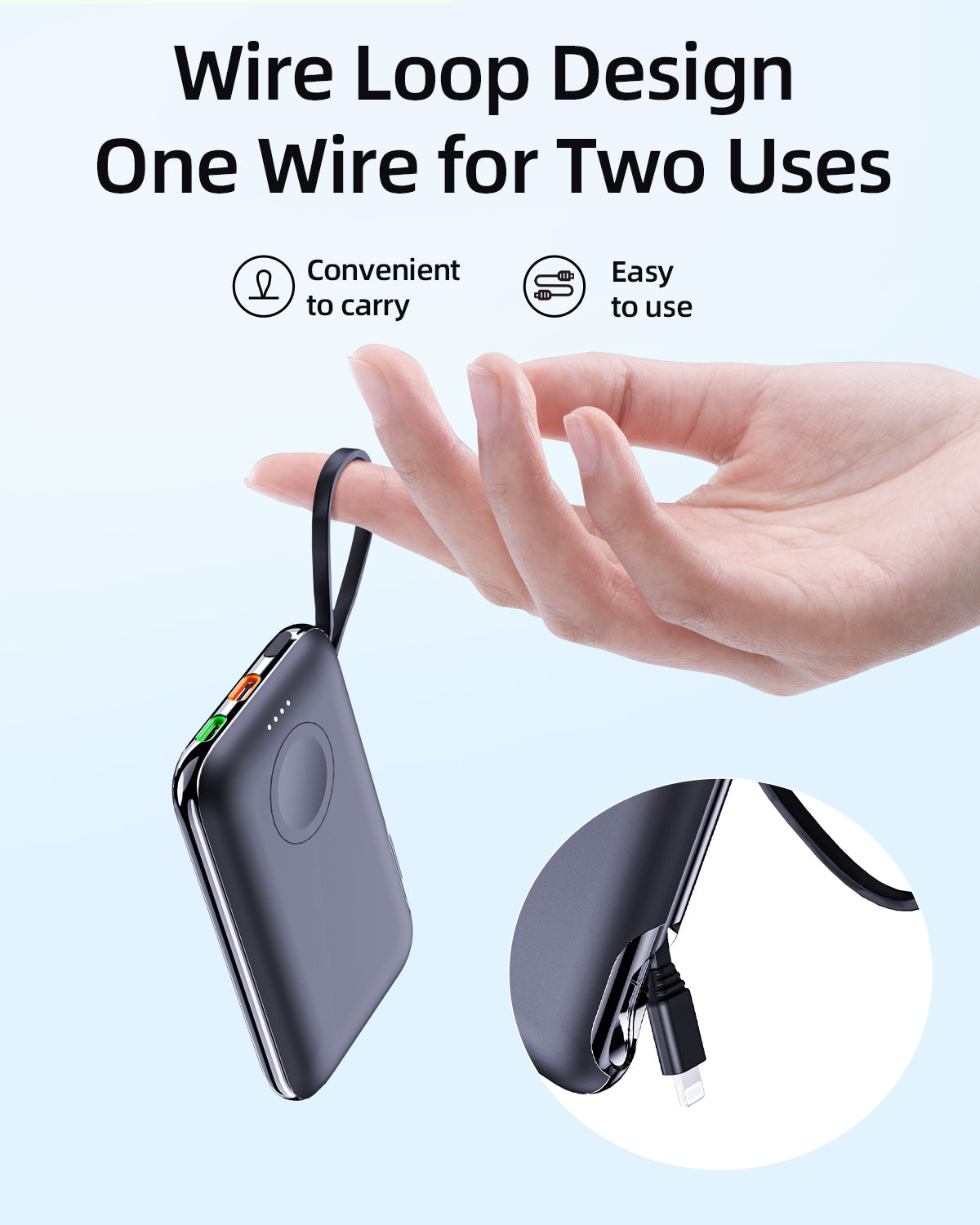 Meenova 2-in-1 Portable Watch Charger For Apple Watch, Samsung Galaxy Watch Power Bank 5000mAh, Mobile Phone External Battery Mini Auxiliary Battery Powerbank
