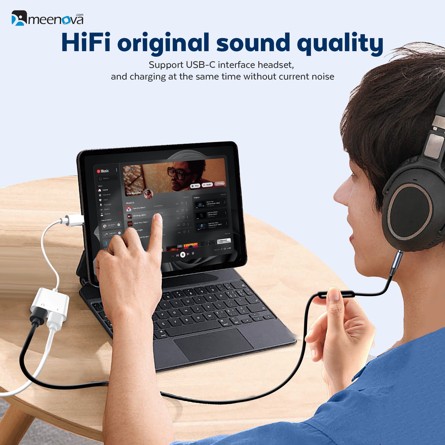 USB-C Splitter 1 in 2 Out for USB C Headphones and Charging 60W, Dual Type C Headphone Adapter for iPhone 15 16 iPad Samsung S24 Tab S