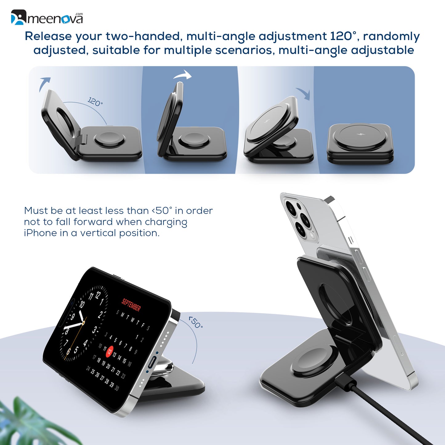 Foldable 2 in 1 Wireless Charging Station for Apple Watch Magnetic MagSafe Charger