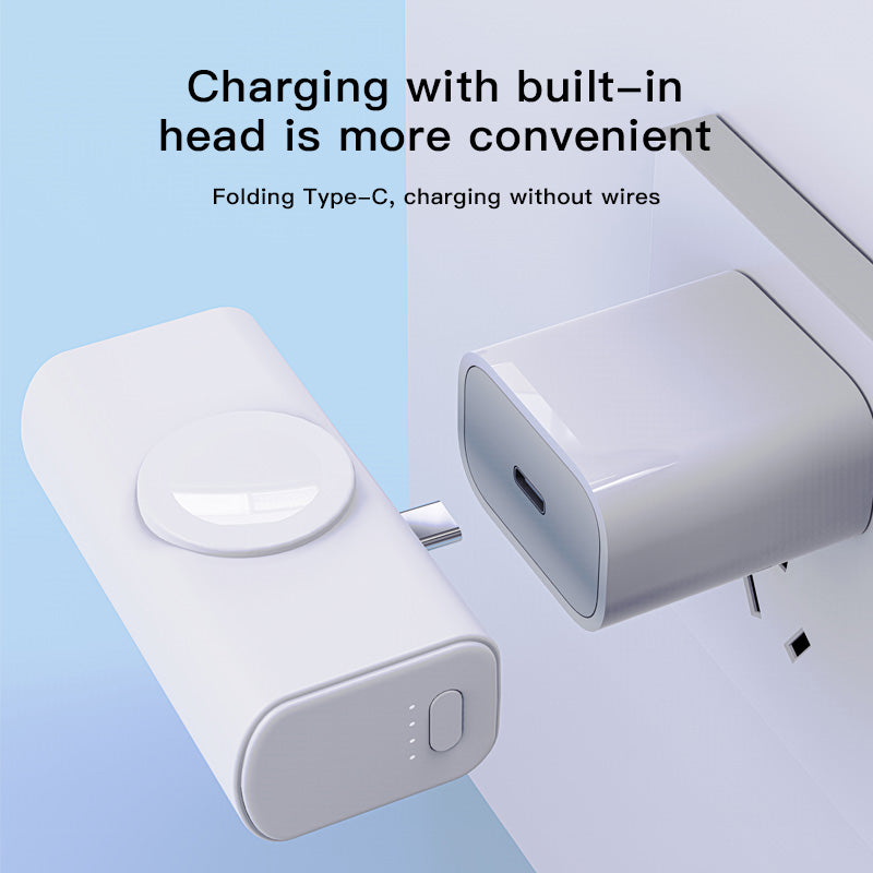Mini Power Bank With Lightning & USB-C for iPhone Apple Watch, Compact Magnetic Wireless Charger