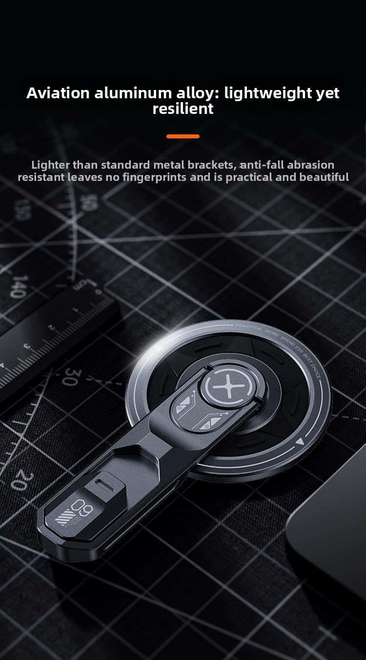 Magnetic Fidget Phone Stand for Magsafe, Aluminum Alloy 360° Rotatable Portable Desktop Holder for Mobile Phones and Tablets Moon Silver.
