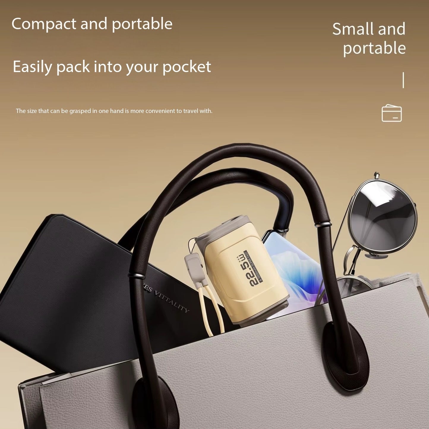 Portable Power Bank with AC Plug with Retractable Cable 22.5W, Compact, Creative 10,000mAh Mobile Power Supply for iPhone 16 15 14, Samsung Galaxy S25 Ultra.