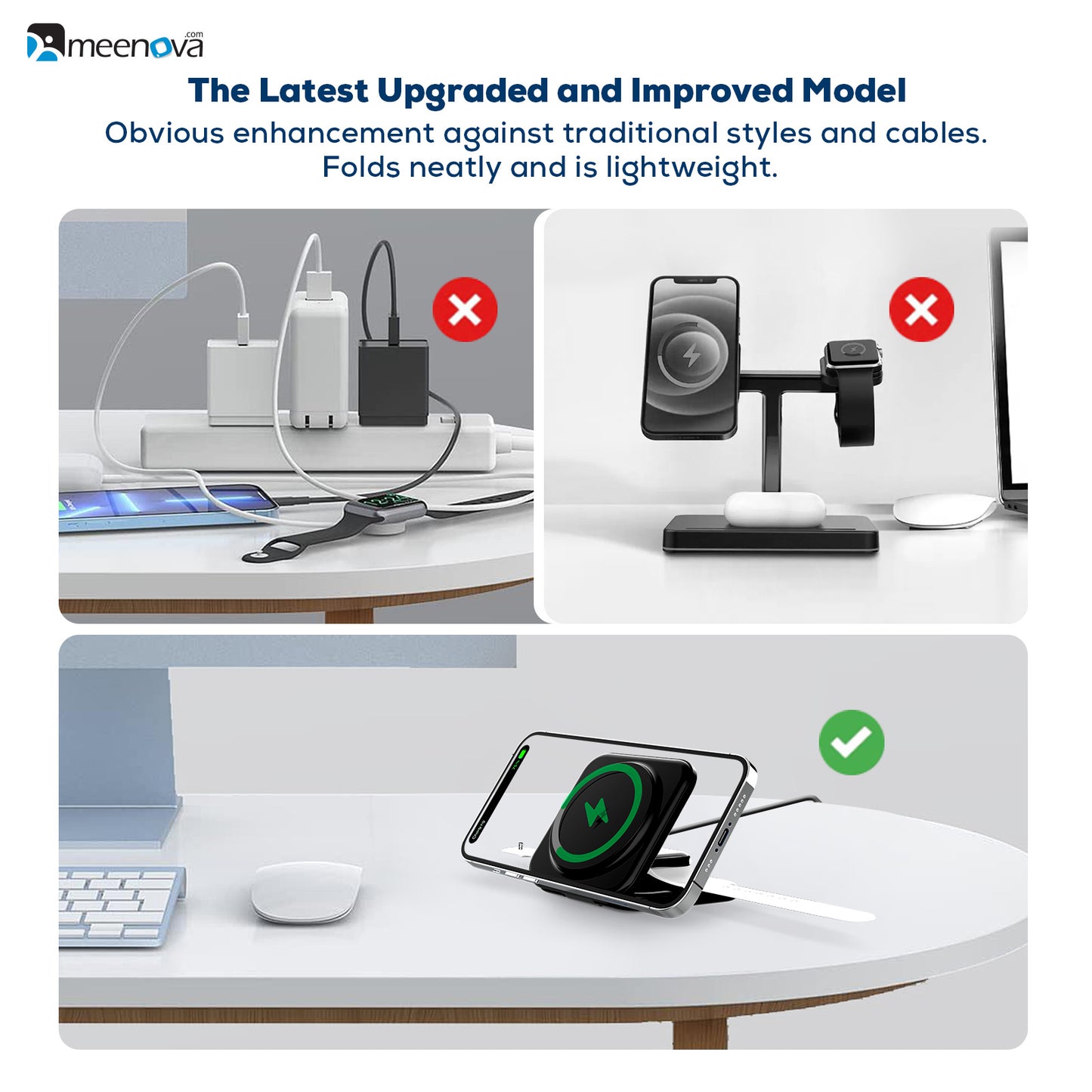 Foldable 2 in 1 Wireless Charging Station for Apple Watch Magnetic MagSafe Charger