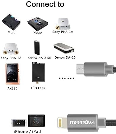Lightning to MicroUSB DAC OTG Cable for iPhone/iPad/iPod Chord Mojo Hugo2 Pha3 Fiio HiFi Oppo HA2 K5, Sony MDR-1ADAC, Roland GO Mixer, iRig HD2, Nikon Digital Camera,Transfer Photos, 15cm 0.5ft