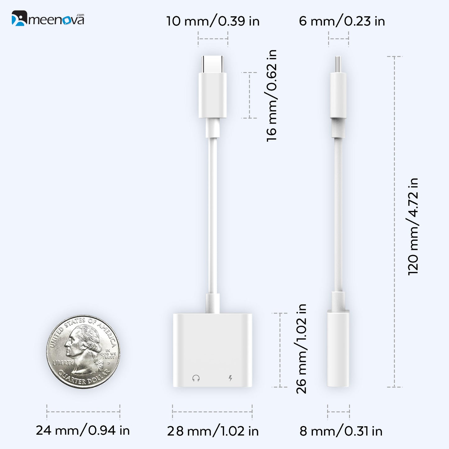 USB-C Splitter 1 in 2 Out for USB C Headphones and Charging 60W, Dual Type C Headphone Adapter for iPhone 15 16 iPad Samsung S24 Tab S