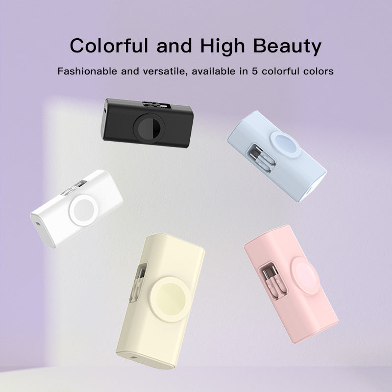 Mini Power Bank With Lightning & USB-C for iPhone Apple Watch, Compact Magnetic Wireless Charger