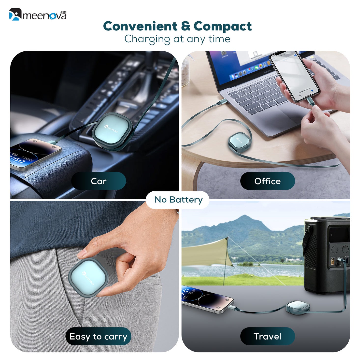 Retractable 27W USB-C to Lightning PD Fast Charging Cable, 4-Stage Length