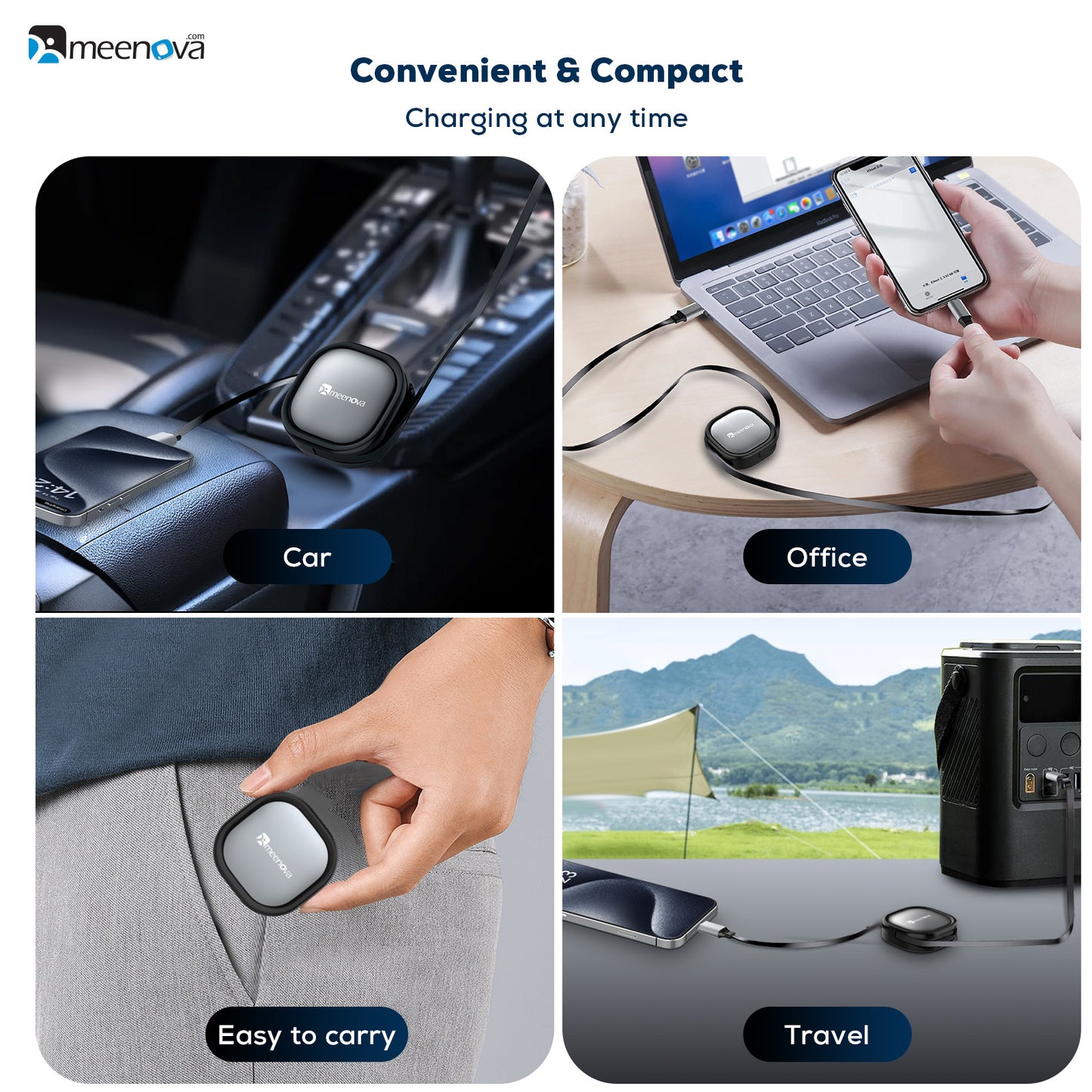 iPhone 15 Cable Retractable USB C Cable, 60W USB C to USB-C PD Fast Charging Cord 4-Stage Length