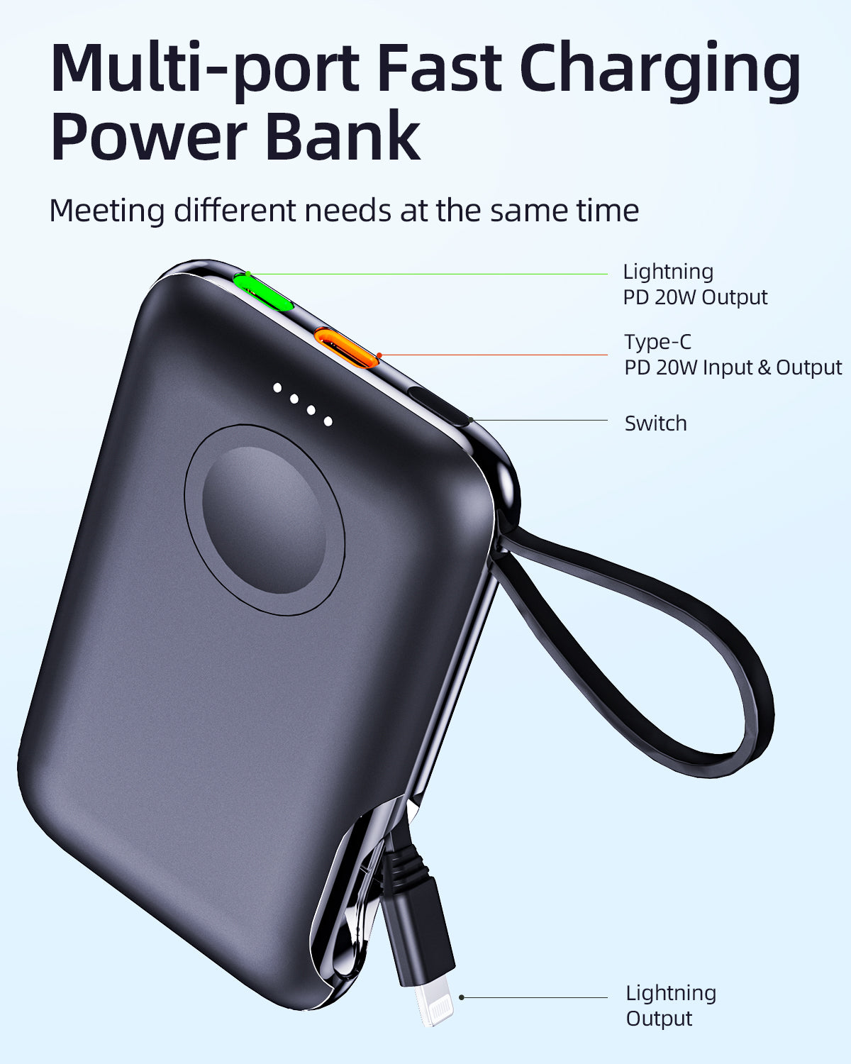 Meenova 2-in-1 Portable Watch Charger For Apple Watch, Samsung Galaxy Watch Power Bank 5000mAh, Mobile Phone External Battery Mini Auxiliary Battery Powerbank