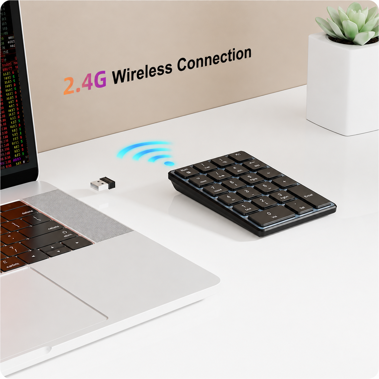 Meenova 22-Key Wireless Numeric Keypad, Bluetooth 5.0 & 2.4GHz with 3-Device Switching and USB-C Charging for Windows, Mac & Tablets