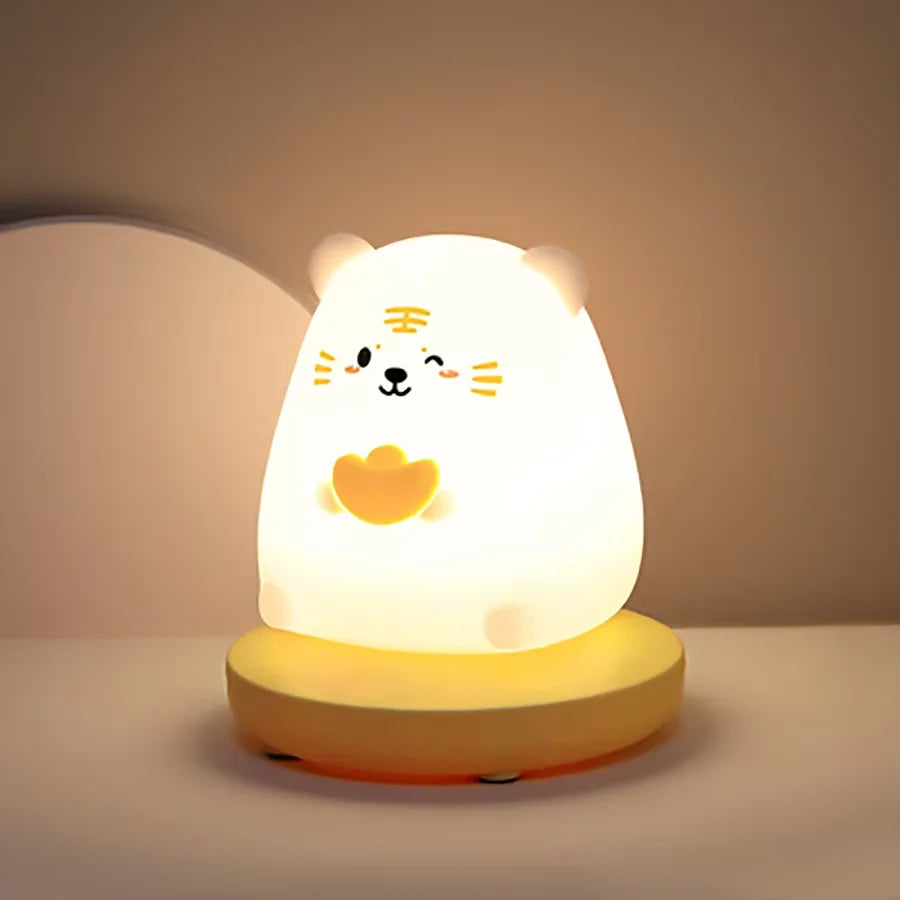 1200mAh Rechargeable LED Night Light with 3-Stage Dimming, Silicone Desk Lamp & Stress Toy for Kids Room, Bedroom Nightstand