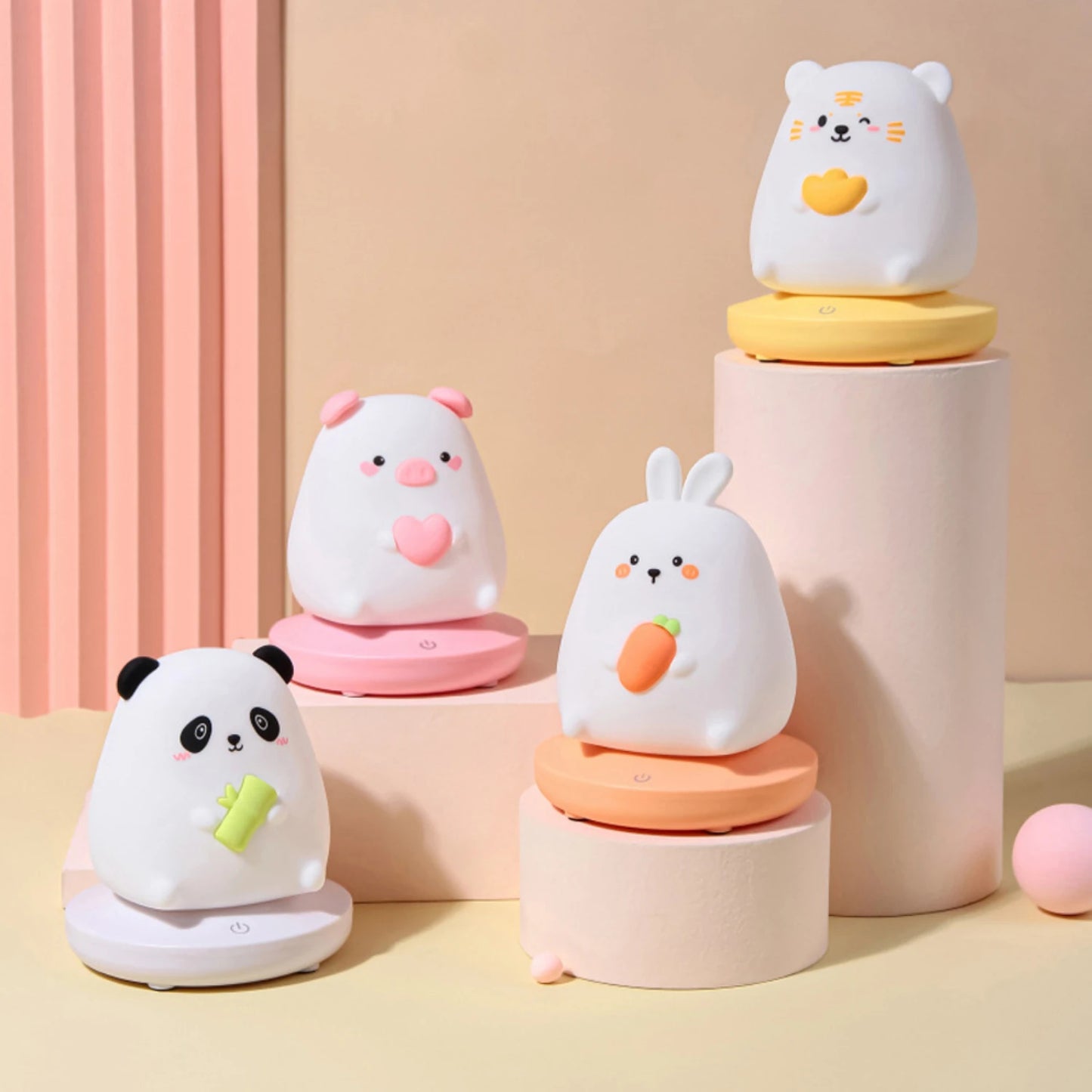 1200mAh Rechargeable LED Night Light with 3-Stage Dimming, Silicone Desk Lamp & Stress Toy for Kids Room, Bedroom Nightstand