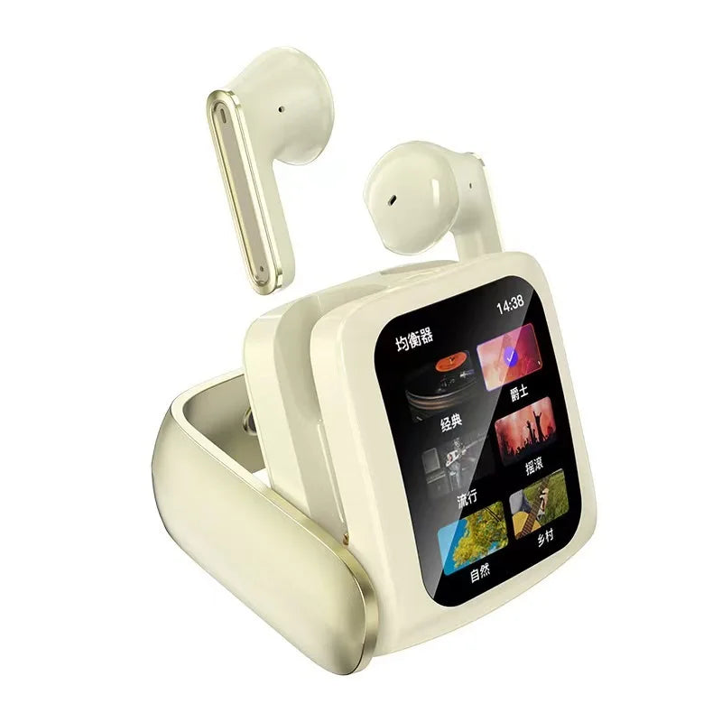 Full-color Touch Screen Bluetooth 5.4 Earphones Call Noise Reduction Rotating Design Gamer Headset IPX5 Waterproof Headphones