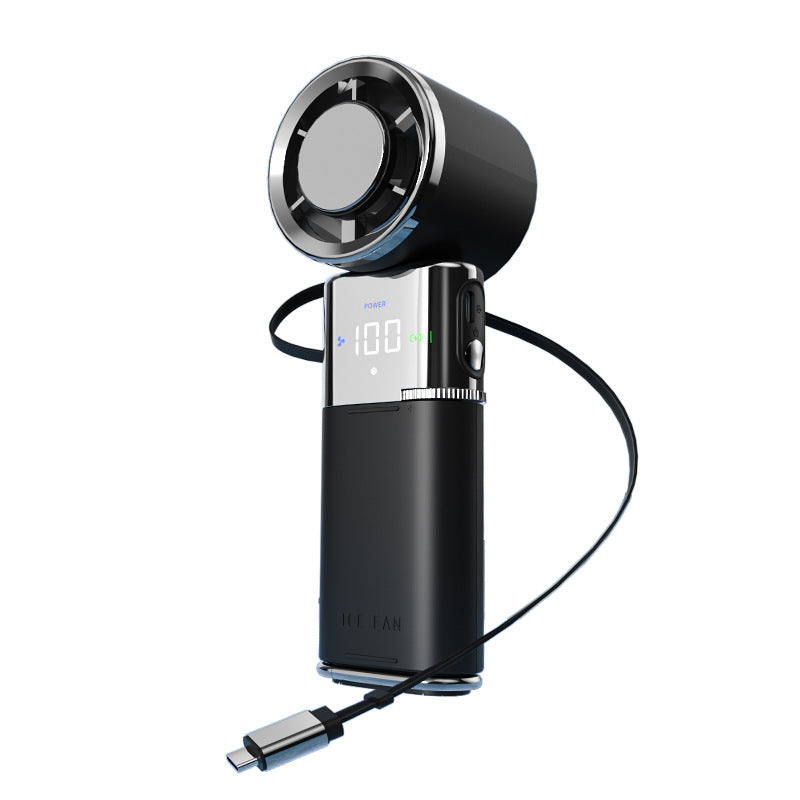 Meenova Portable Cooling Fan with Ice Cooling Technology, Retractable Type-C Cable, 100-Speed Wind Control, LED Display & Emergency Power Bank