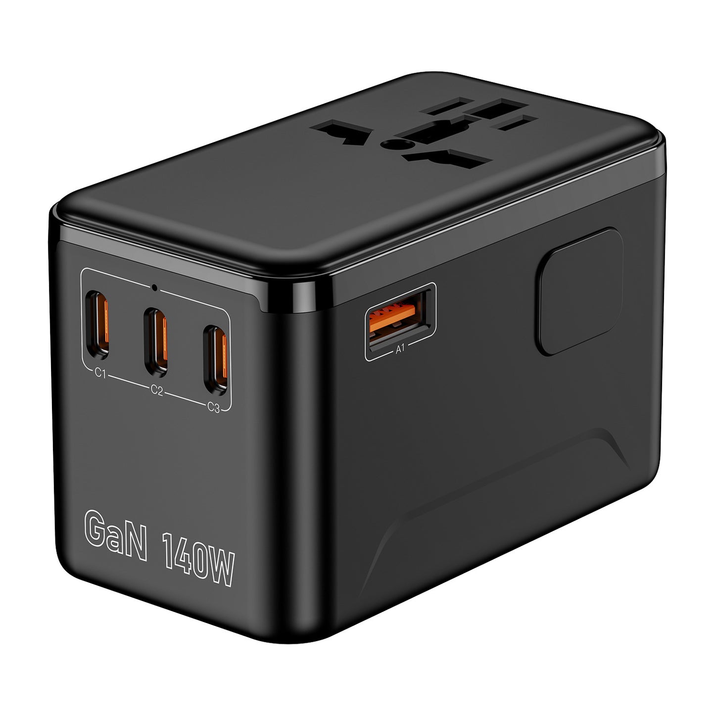 Global Travel Charger 140W, 3C1A Fast Charging GaN Adapter with Universal Conversion Socket, Multi-Functional Power Supply