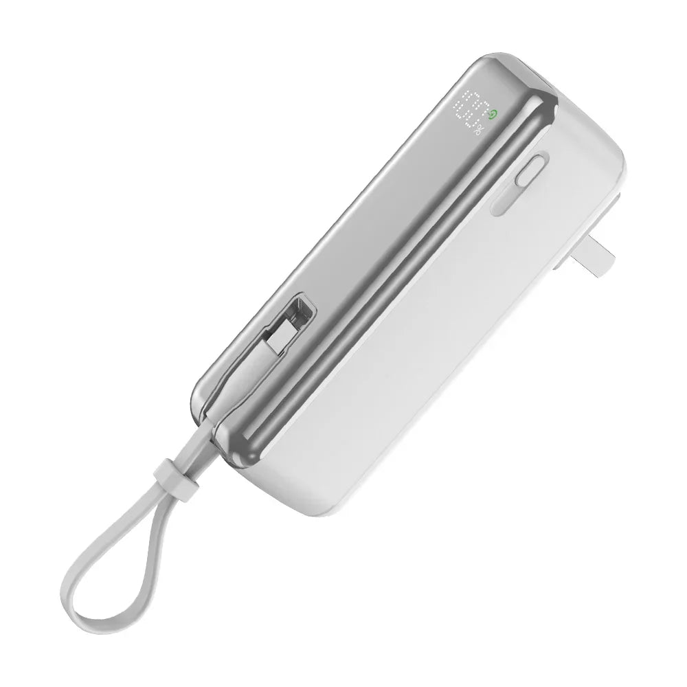 5000mAh Mini Power Bank with USB C Cable Plug Charger, 20W Fast Charging, Mini Portable Battery For iPhone 16 15, iPad Pro Air, Samsung S24 Ultra, Xiaomi