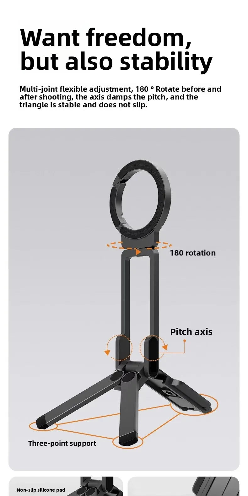 Meenova Magsafe Mini Tripod, Flexible Portable Phone Stand for iPhone, Photography & Vlogging with Double-Sided Adhesive