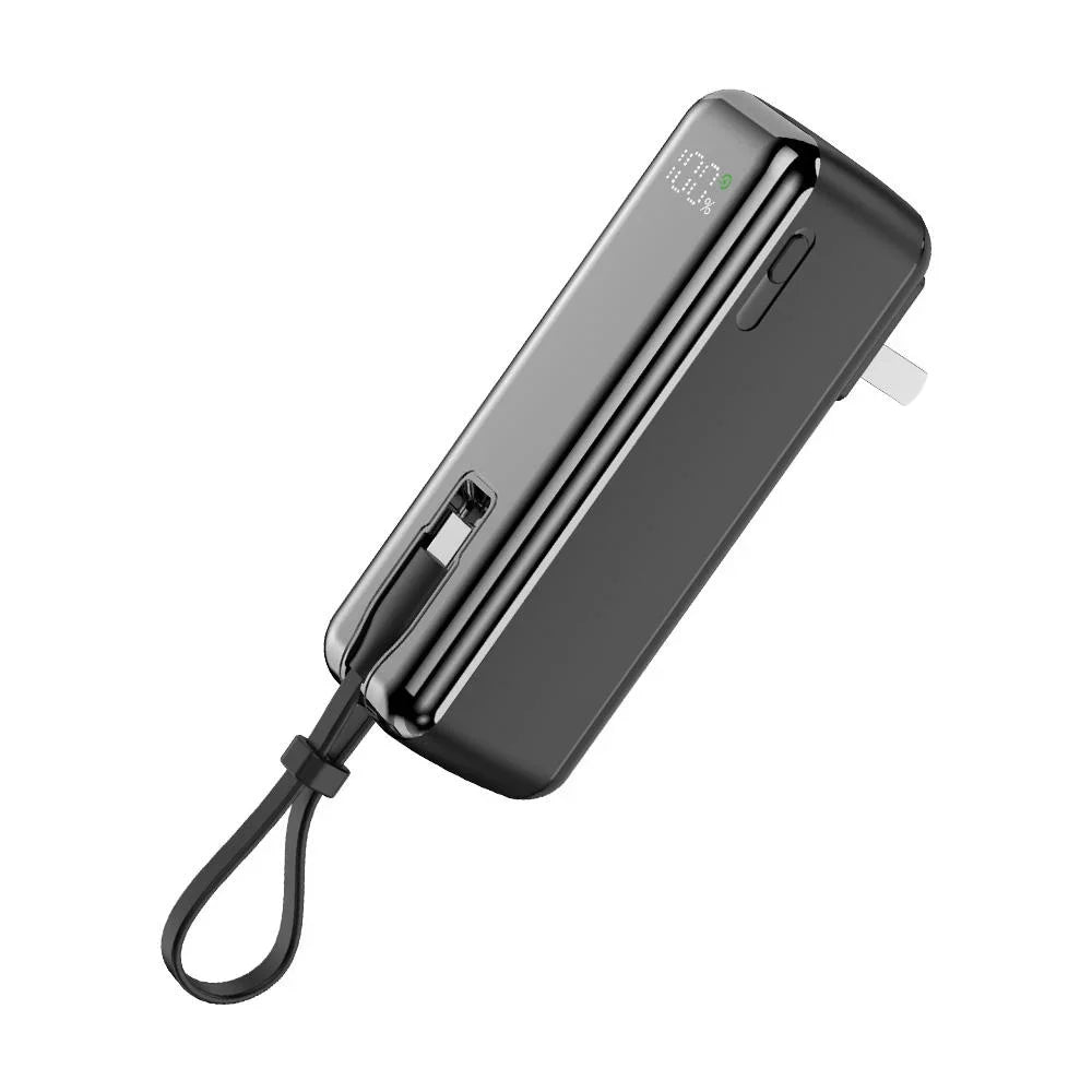 5000mAh Mini Power Bank with USB C Cable Plug Charger, 20W Fast Charging, Mini Portable Battery For iPhone 16 15, iPad Pro Air, Samsung S24 Ultra, Xiaomi