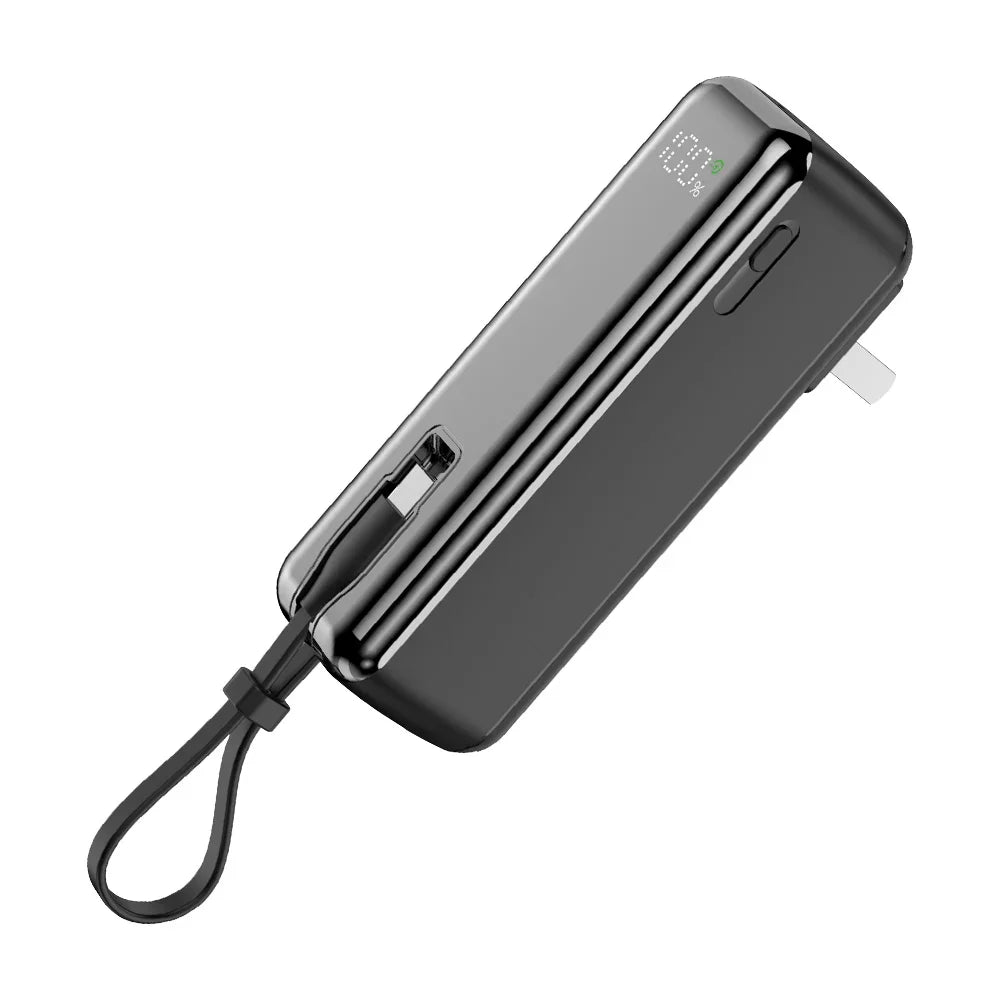 5000mAh Mini Power Bank with USB C Cable Plug Charger, 20W Fast Charging, Mini Portable Battery For iPhone 16 15, iPad Pro Air, Samsung S24 Ultra, Xiaomi