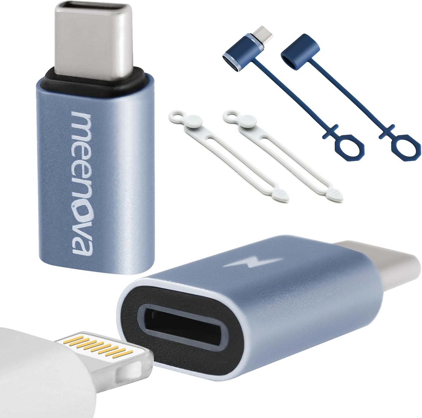 Meenova 2 Pack 60W Light-ning Female to USB-C Male Adapter 20V2.25A Fast-Charging Compatible with iPhone15 Series iPad Surface Pro and More USB C Devices 8 Pin to Type-C Fast-Charging, M100