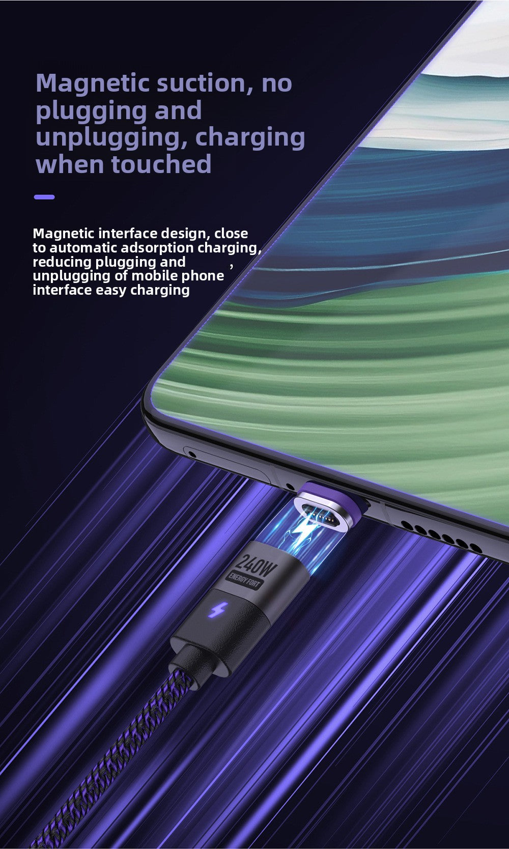 Meenova Magnetic USB C to USB C Charger Cable 240W PD3.1 3 in 1 Fast Charging (1.6ft/3.9ft/5.9ft) ,USB to Type-C/USB C to USB C/USB C to Lightning/USB to Lightning/USB C to Micro/USB to Micro for Android/iOS.