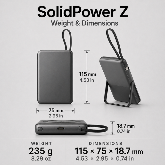 Meenova SolidPower X – 65W 5-in-1 Solid-State MagSafe Power Bank 10000 mAh with Qi2.2 25W Wireless Charging for iPhone 17 Pro Max, Apple Watch, AirPods, Laptop, Built-in Cable, LED Display, Stand