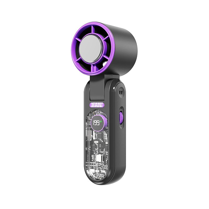 F17 Portable Ice-Cooling Handheld Fan, 3000mAh Rechargeable Mini Turbo Fan with Cooling Plate, 199 Speeds & Digital Display