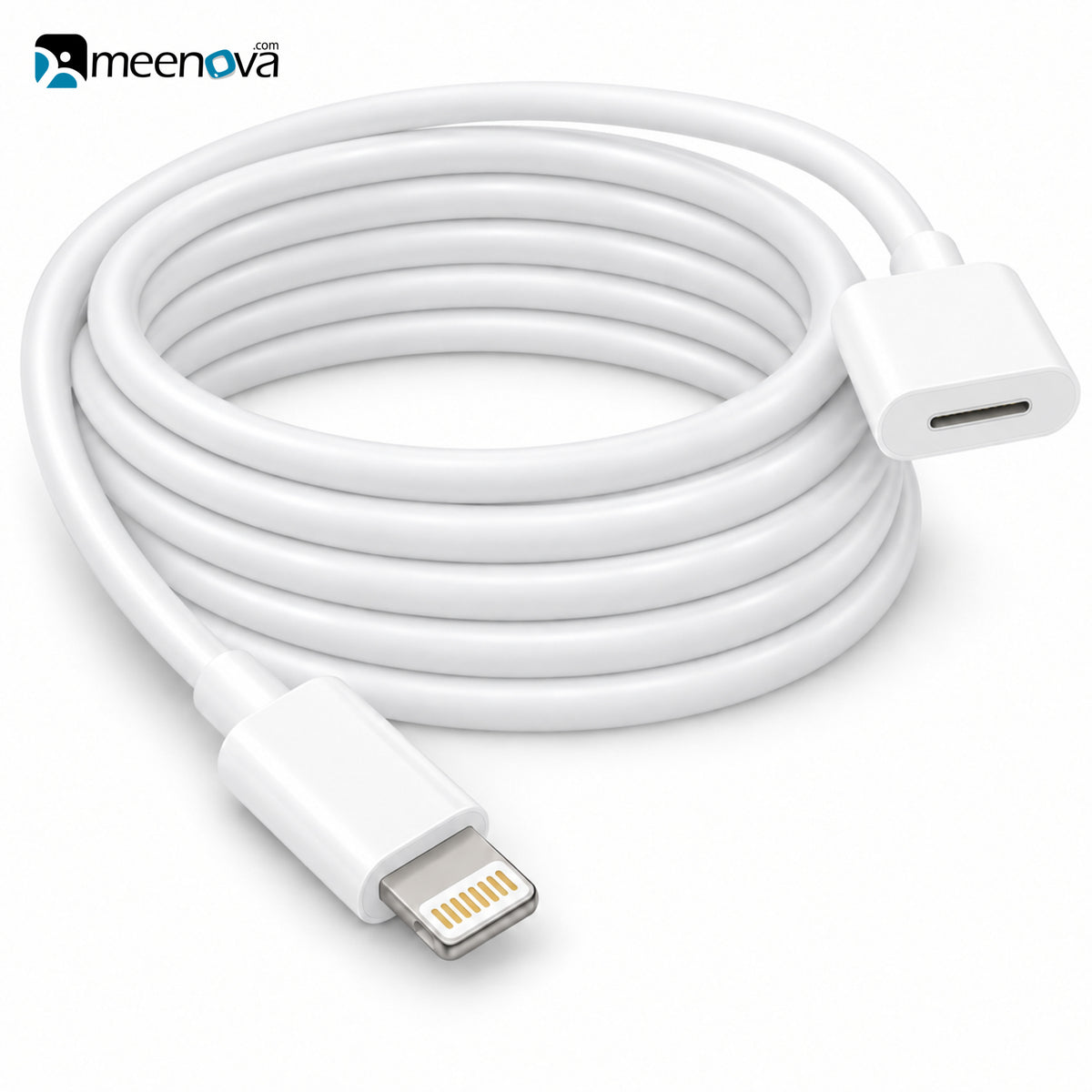 Meenova Lightning Male to Female Extension Cable, Lightning Extension 1 Foot Short Cable, 9cm/30cm/50cm/1m/2m (0.5ft/1ft/3.3ft/6.6ft), with Plastic Connectors for Microphone, Apple Pencil, AirPods Case, PALOVUE iMic Portable, Black or White