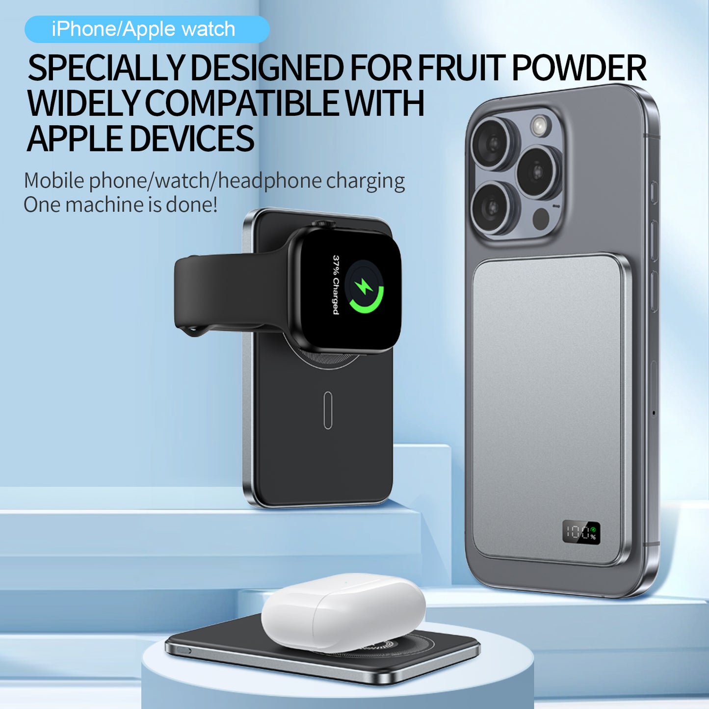 MagSafe Portable Charger, 10000mAh 20W PD Magnetic Power Bank, Apple Watch, AirPods, USB C in&Out Wireless Battery Pack Phone Charger, Only for iPhone 16/15/15 Pro Max/14/13/12 Series, Apple Watch 10 9 - 4, AirPods Pro 2