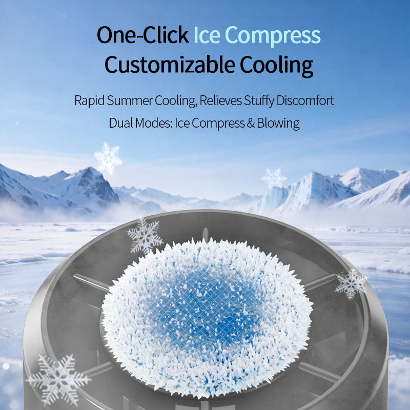 DF89 199-Speed Ice Cooling Handheld Fan, Portable Rechargeable Mini Fan with Cooling Plate, LED Battery Display and Strong Airflow