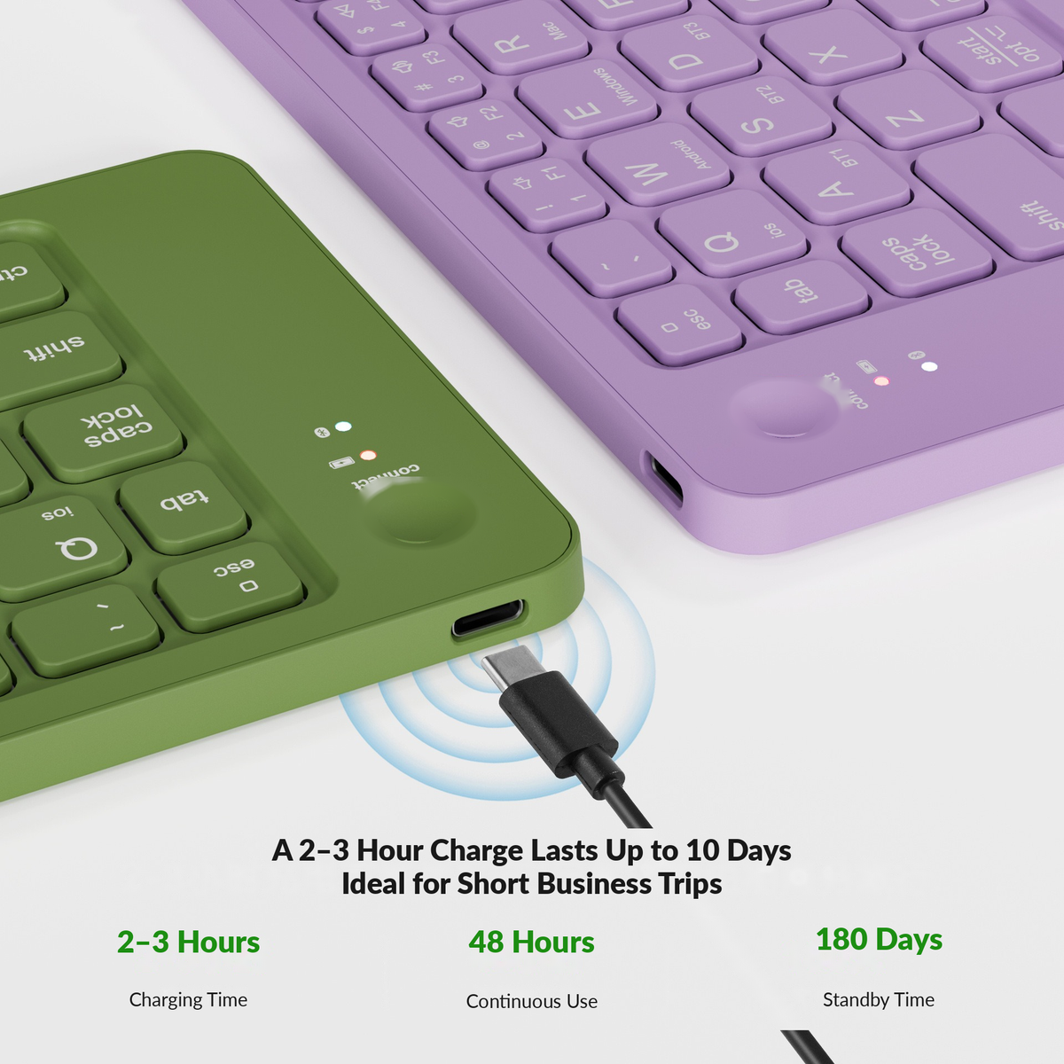 Meenova 67-Key Dual-Fold Bluetooth Keyboard, 3-Device Rechargeable Travel Keyboard with Phone Stand for iOS, Android, Windows & Mac